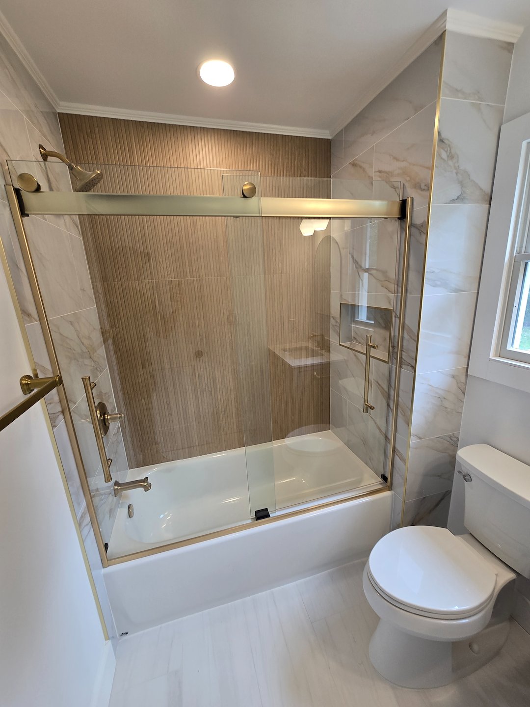 Custom double bathroom remodel in Setauket, New York